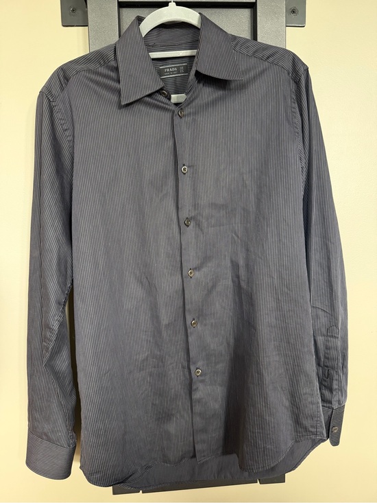 Prada Other - Prada Men’s 38/15 Navy Pinstripe Cotton Dress Shirt Made in Italy